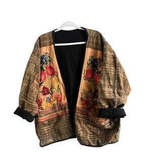 Hobo Womens Tan Embroidered Patch Pockets Jacket (No Size)